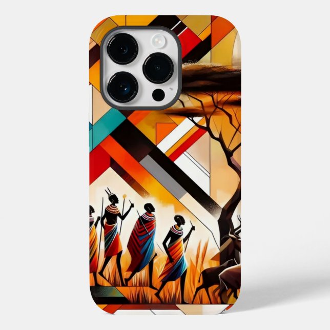 Abstract African Art Masai Geometric Case-Mate iPhone Case (Back)