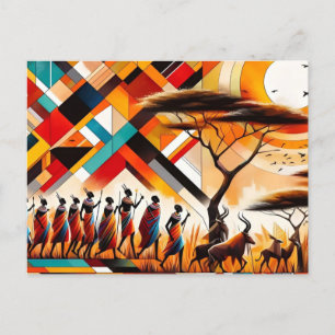 Abstract African Art Masai Geometric Postcard