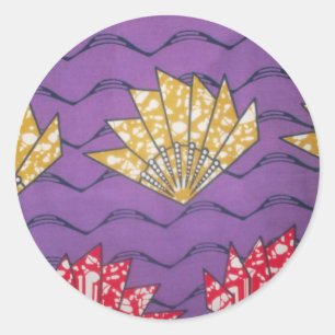 Abstract African Art: Purple Passion Waves Classic Round Sticker