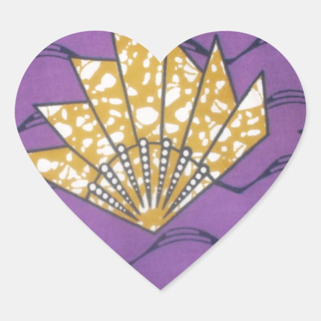 Abstract African Art: Purple Passion Waves Heart Sticker (Front)