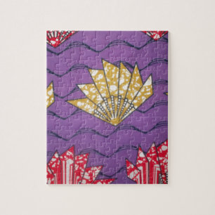 Abstract African Art: Purple Passion Waves Jigsaw Puzzle