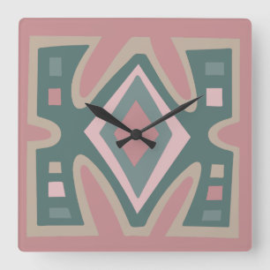 Abstract African geometric tribal pattern Square Wall Clock