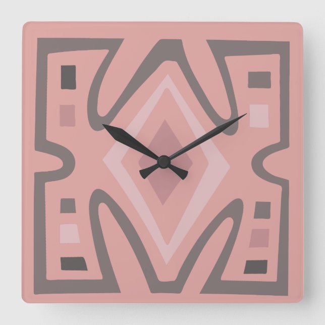Abstract African geometric tribal pattern Square Wall Clock (Front)