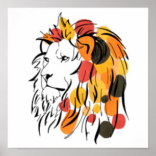 Abstract African Lion Poster