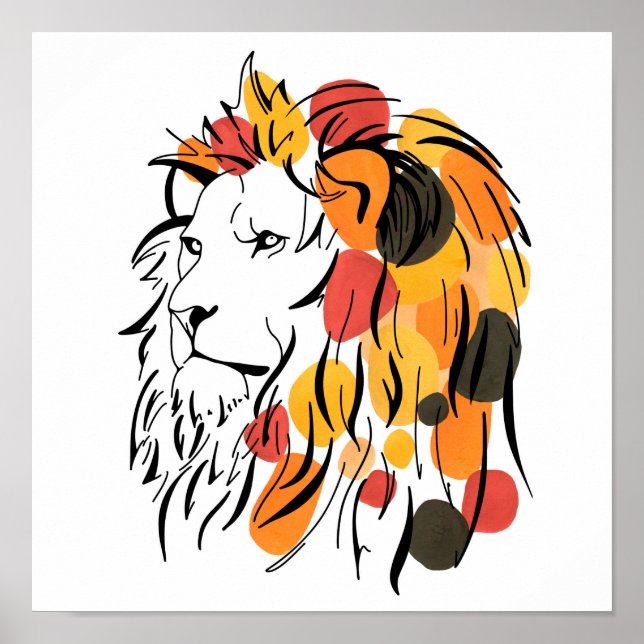 Abstract African Lion Poster (Front)