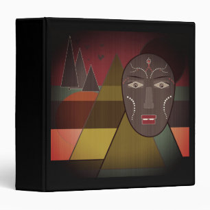 Abstract african mask in retro vintage colours binder