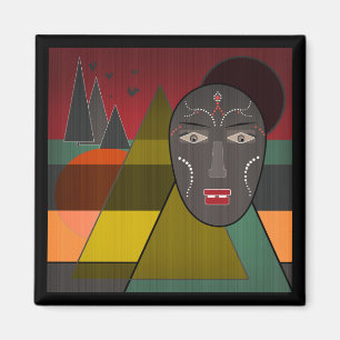 Abstract african mask in retro vintage colours magnet