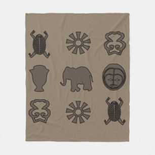 Abstract African ornaments and animals art Fleece Blanket