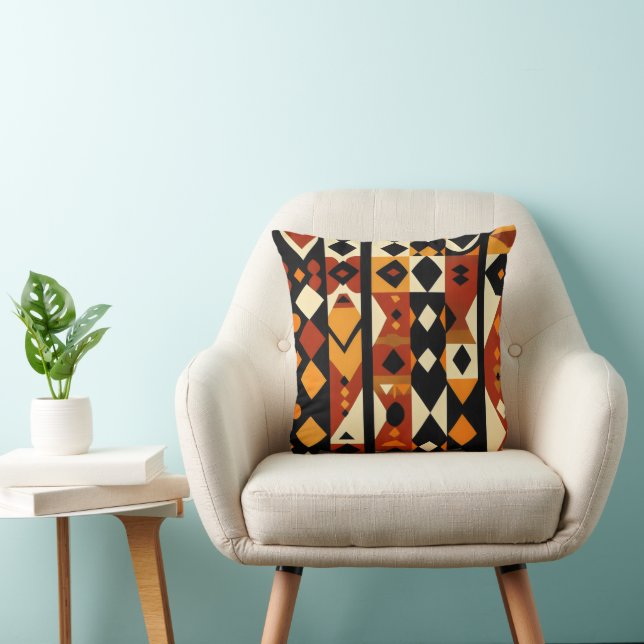 Abstract African Pattern Throw Pillow (Chair)