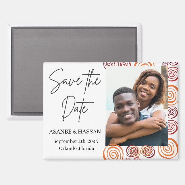 Abstract African Shape Photo Wedding Save the Date Magnet (Front/Back)
