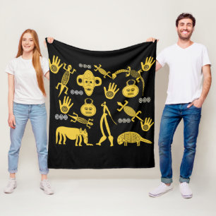 Abstract African symbol and motifs art Fleece Blanket