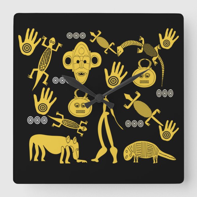 Abstract African tribal art Square Wall Clock (Front)