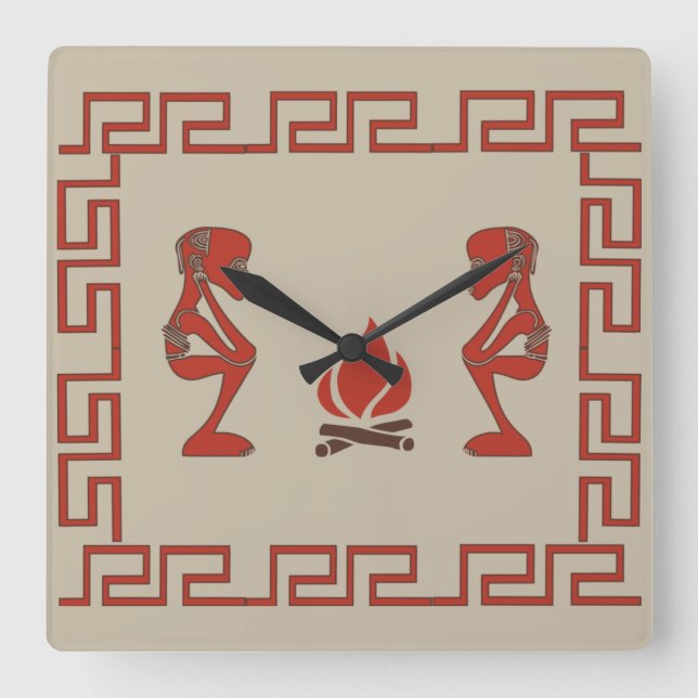 Abstract African tribal art Square Wall Clock (Front)