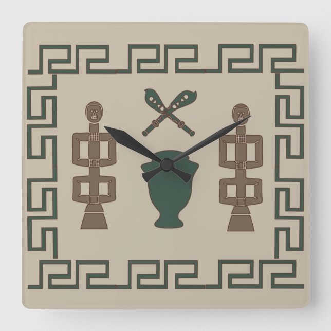 Abstract African tribal art Square Wall Clock (Front)