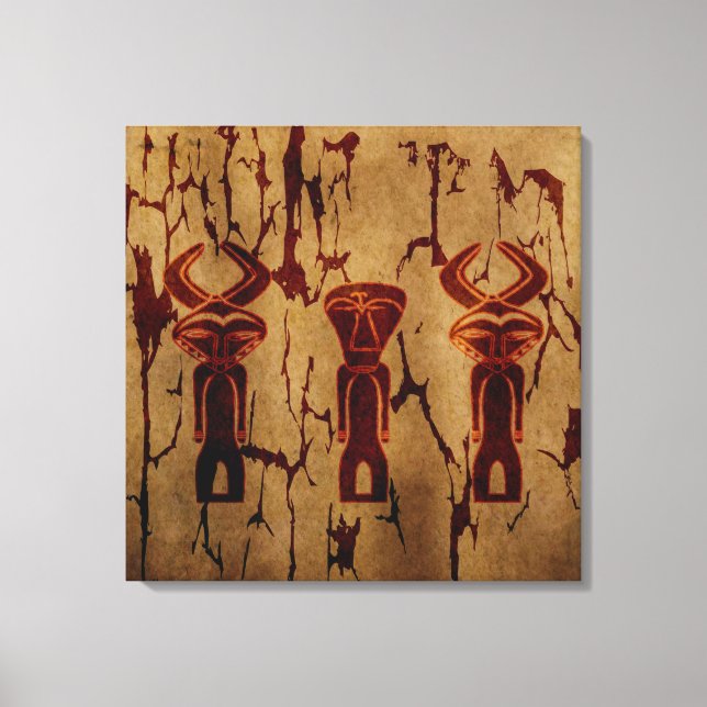 Abstract african tribal cave drawing canvas print (Front)