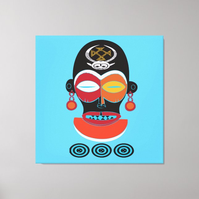 Abstract african tribal colourful mask canvas print (Front)