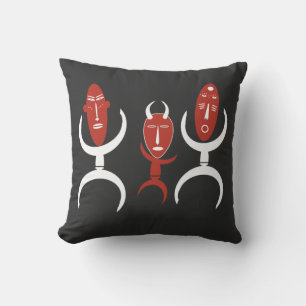 Abstract African tribal dancing art Throw Pillow