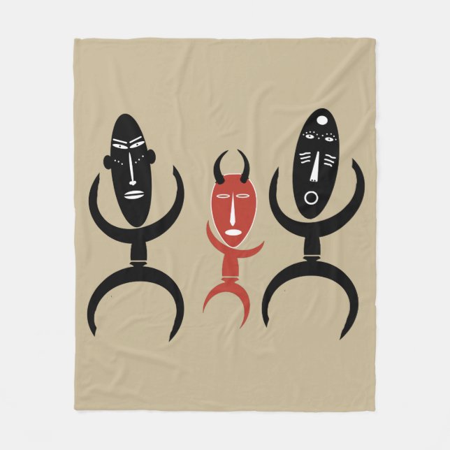 Abstract African tribal dancing silhouette Fleece Blanket (Front)