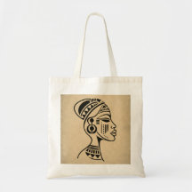 Abstract African Tribal Face Tote Bag | Minimalist