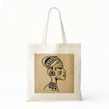 Abstract African Tribal Face Tote Bag | Minimalist