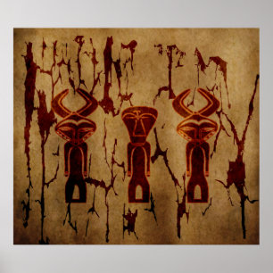 Abstract African tribal old drawing art Poster
