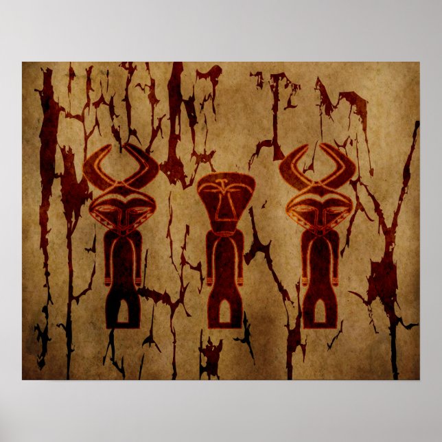 Abstract African tribal old drawing art Poster (Front)