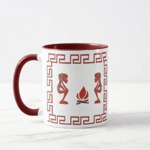 Abstract African tribal ritual scene Mug