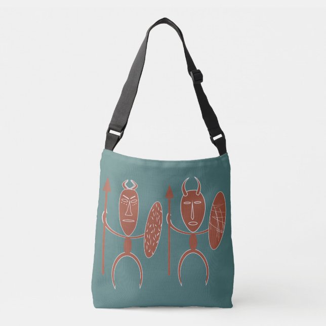 Abstract African tribal warrior art Crossbody Bag (Front)