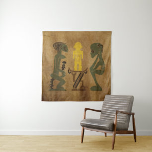 Abstract African Vintage Tribal scene rock art Tapestry