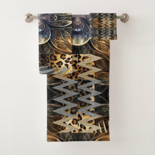 Abstract African Wild Flower  Bath Towel Set