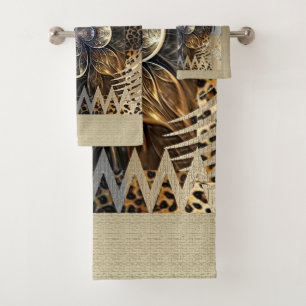 Abstract African Wild Flower Bath Towel Set