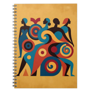 Abstract African Women Geometric Art Retro Notebook