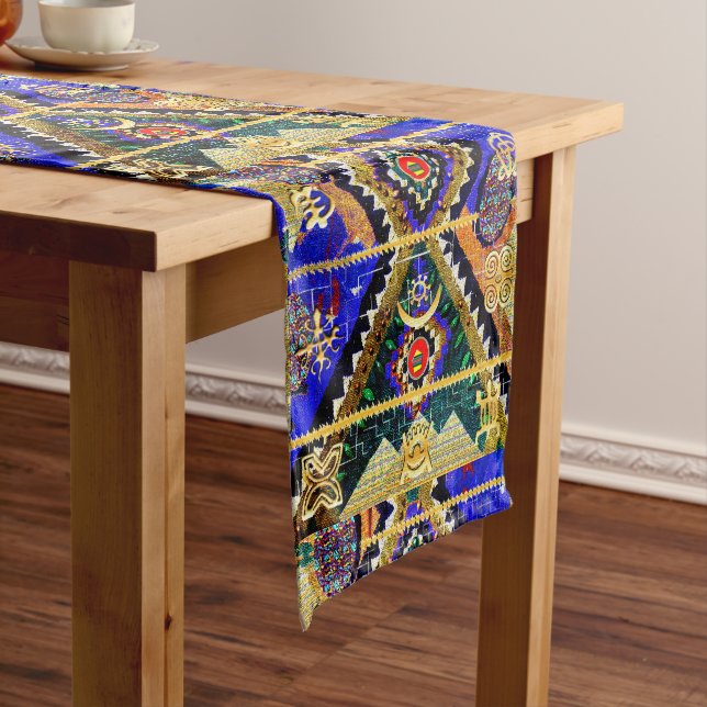 Abstract Afrocentric Symbols Short Table Runner (In Situ)