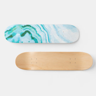 Abstract agate aqua pattern skateboard