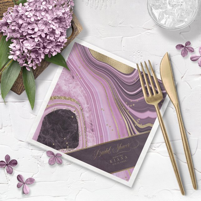 Abstract Agate Bridal Shower Mauve ID827 Napkin (Creator Uploaded)