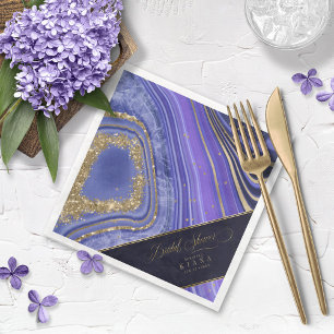 Abstract Agate Bridal Shower Midnight ID827 Napkin