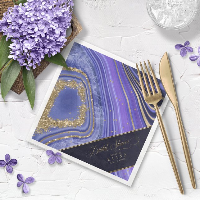 Abstract Agate Bridal Shower Midnight ID827 Napkin (Creator Uploaded)