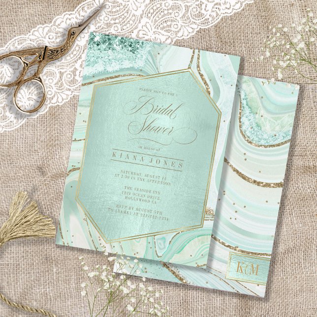 Abstract Agate Bridal Shower Mint ID827 (Front/Back In Situ)