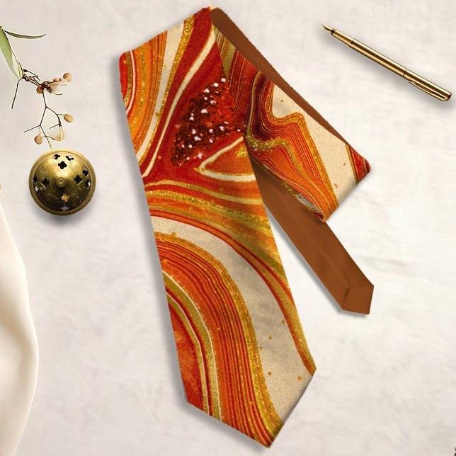 Abstract Agate Hot Orange ID827 Tie (Creator Uploaded)