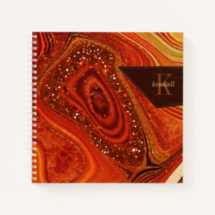 Abstract Agate Monogram Hot Orange ID827 Notebook