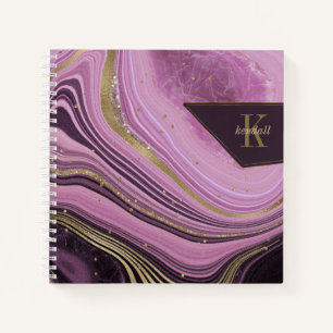 Abstract Agate Monogram Mauve ID827 Notebook