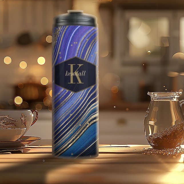 Abstract Agate Monogram Midnight ID827 Thermal Tumbler (Creator Uploaded)