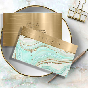 Abstract Agate Monogram Mint ID827 Business Card