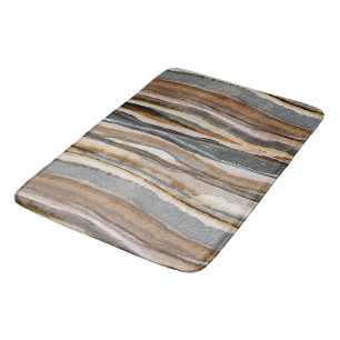 Abstract Agate Stripes Neutral Earth Tones Bath Mat