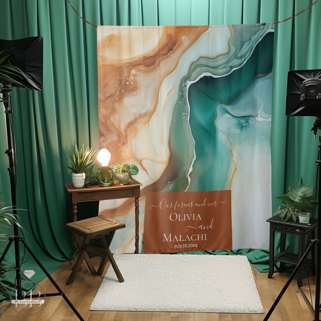 Abstract Agate Terracotta Wedding Photo Backdrop Tapestry (Have your guests take photos in front of your coordinated  photo booth backdrop )