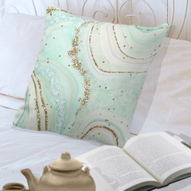 Abstract Agate V1 Mint ID827 Throw Pillow (Creator Uploaded)