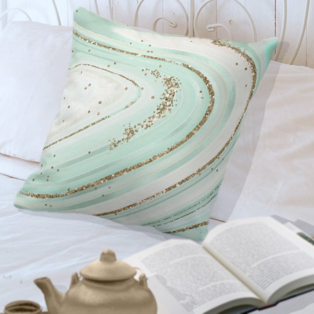 Abstract Agate V2 Mint ID827 Throw Pillow (Creator Uploaded)