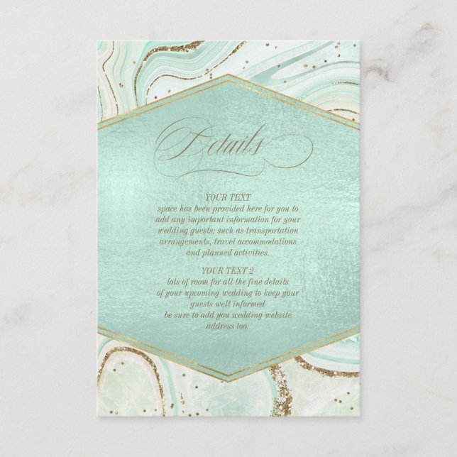 Abstract Agate Wedding Details Mint ID827 Enclosure Card (Front)