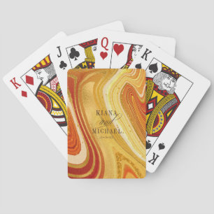 Abstract Agate Wedding Hot Orange ID827 Playing Cards