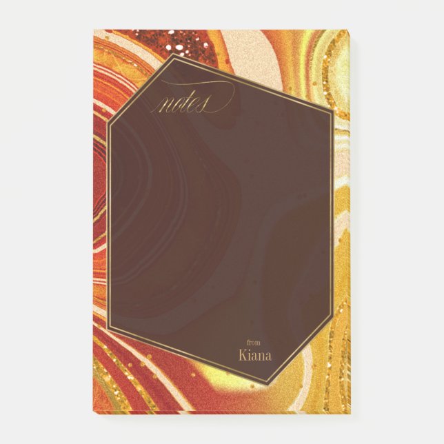 Abstract Agate Wedding Hot Orange ID827 Post-it Notes (Front)